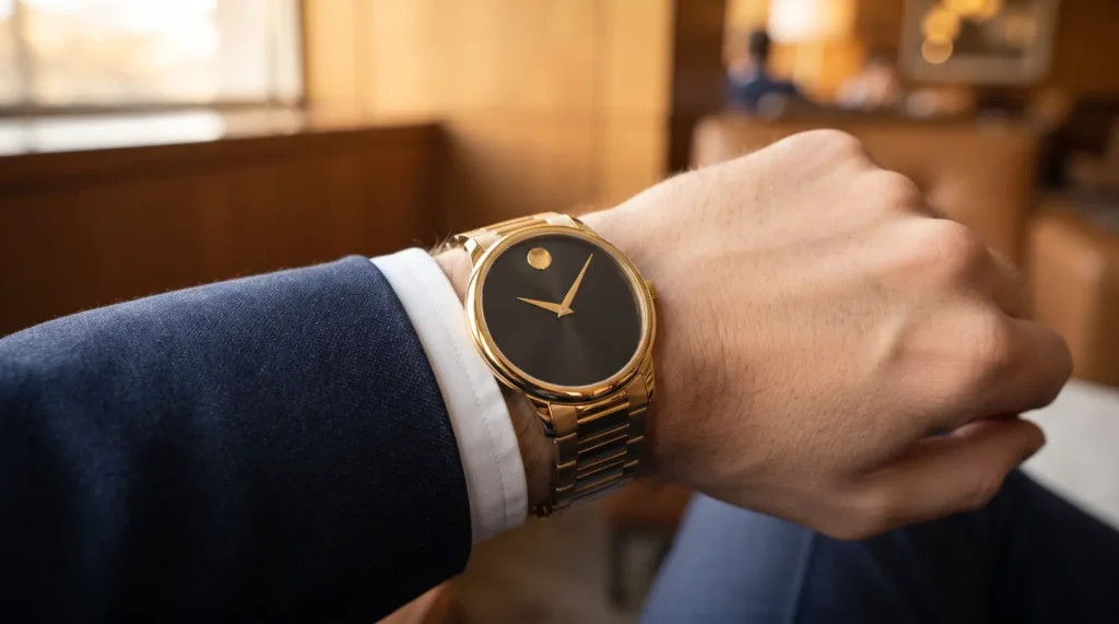 GOLD MOVADO WATCHES FOR MEN CLASSIC OR TOO FLASHY
